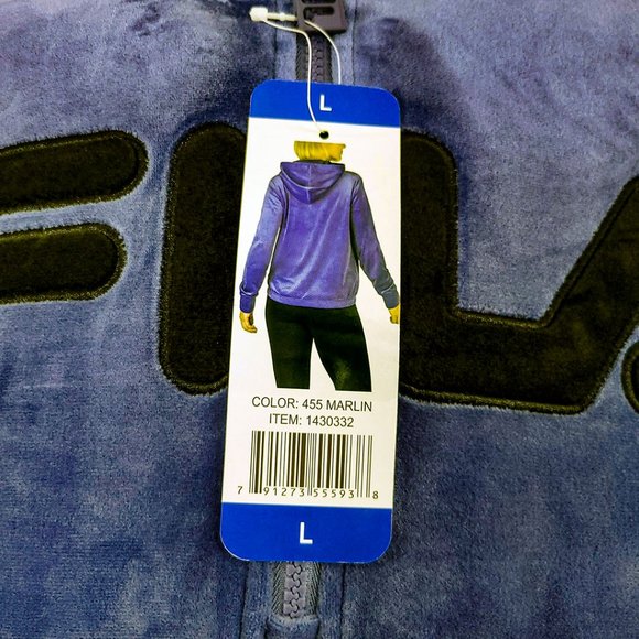 Fila Velour Quarter Zip Hoodie| NWT |Marlin Blue - Picture 8 of 10